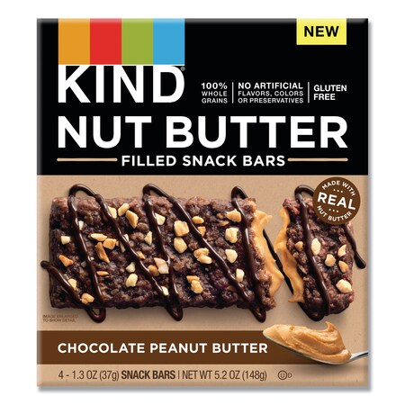 Kind Nut Butter Filled Snack Bars, Chocolate Peanut Butter, 1.3 oz, PK4 26286
